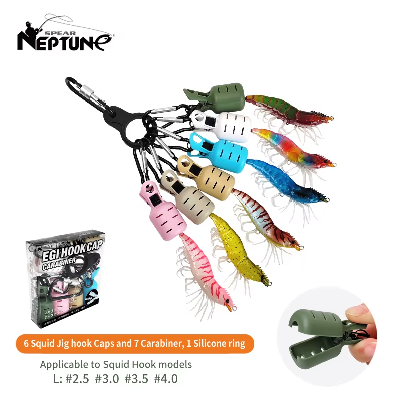 Fishing Hook Jig - 6-delige kleurrijke inktvis jig haakbeschermer set
